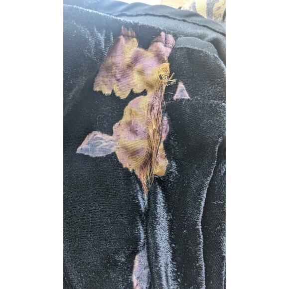 Band of Gypsies Velvet Burnout Slip Dress M Floral Lace Side Slits Lined Y2K - Picture 6 of 12